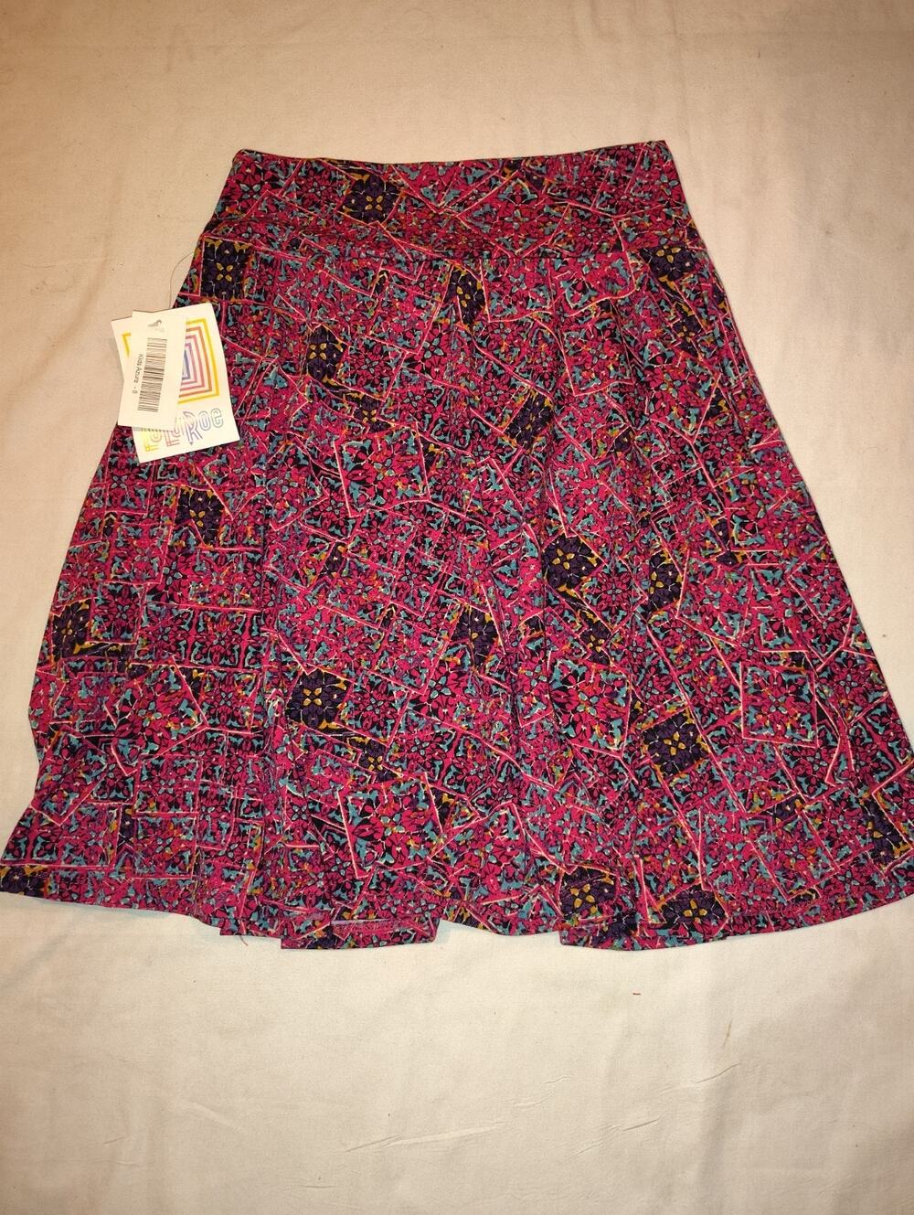 LuLaRoe Kids Azure Skirt Size 8 NWT Colorful Squares Of Flowers NEW